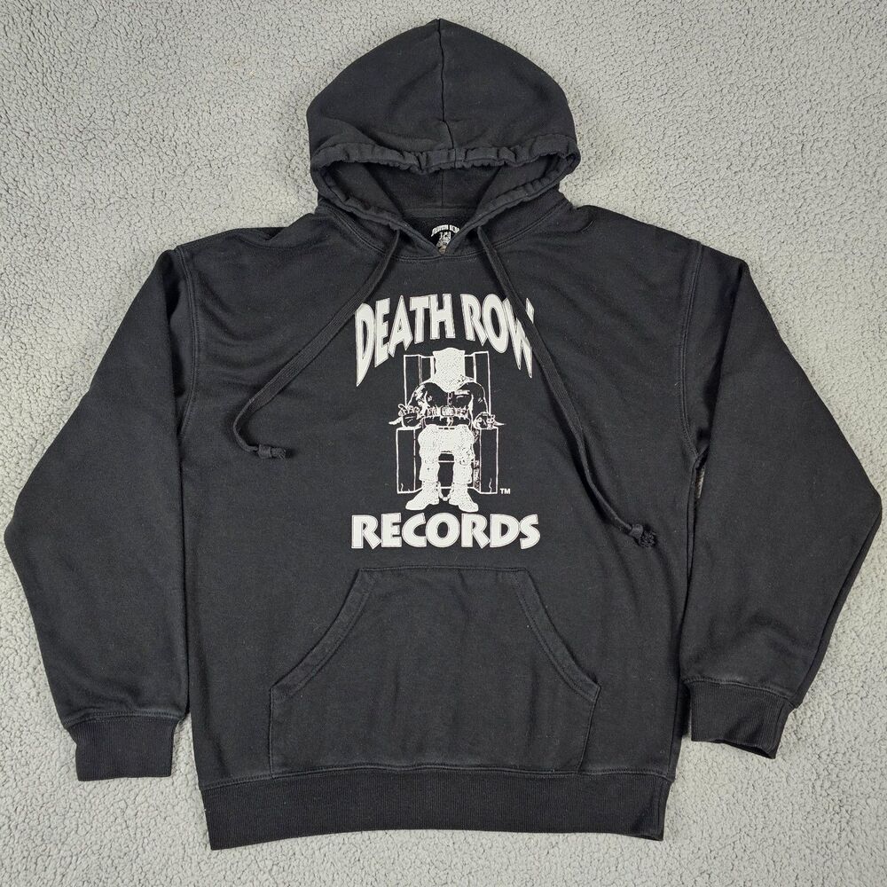 Death Row Records Hoodie Mens Small Black Pullover Merch Hip Hop Rap Suge Dr Dre